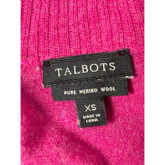 Talbots Women's Pure Merino Wool Knit Casual Classic Open Cardigan Fuchsia XS - Picture 6 of 7
